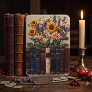 Kindle-fodral med solrosor och vintage-stil | Anpassat Kindle-fodral för blommiga bibliotek