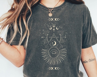 Comfort Colors Shirt Celestial Moon Phases: boho sterrenbeeld T-shirt