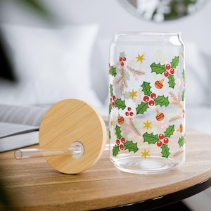 Christmas Mistletoe Iced Coffee Glass: Festive Holiday Drinkware