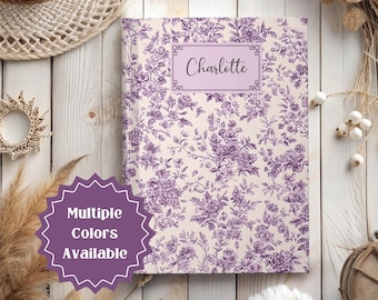 Lavendel French Toile Hardcover-Journal: Personalisiertes Dankbarkeits-Tagebuch Benutzerdefiniertes Namensjournal