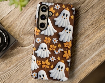 3D Ghost Phone Case | Fall Pumpkin Floral Design