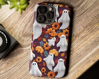 3D Floral Ghost Phone Case | Fall Pumpkin Cover