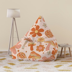 Retro Mushroom Bean Bag Chair Cover: 70s Hippie Cottagecore Style