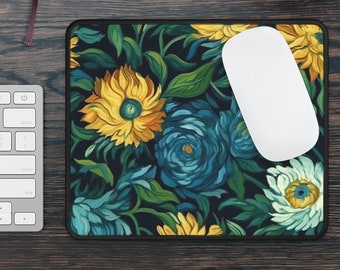 Floral Mousepad: Van Gogh Style Botanical Garden Desk Decor
