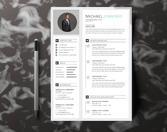 Professional Resume Template with Photo: Clean CV Design (Digital Download)