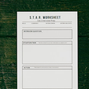 STAR Interview Prep Worksheet: Job Search Planner (Digital Download)