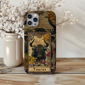 Funda para teléfono con cartas del tarot y astrología vintage, funda para teléfono con signo del zodíaco para iPhone 16, 15, 14 y Samsung Galaxy S24, S23, S22, S21, funda Leo, Virgo y Géminis