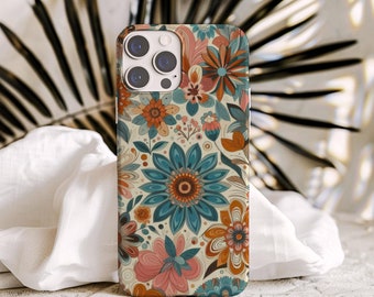 Retro Floral Mosaic Phone Case: Vintage Flower Design Samsung Galaxy iPhone Google Pixel Models