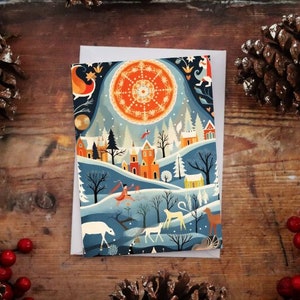 Vintage kerstdorp kerstkaarten verkrijgbaar in 8, 16 en 24 stuks, kerstkaarten, feestelijke ansichtkaarten