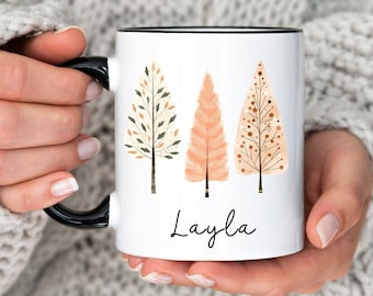 Mug personnalisé pour sapin de Noël : tasse à café en céramique avec nom personnalisé