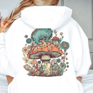 Retro Cottagecore Mushroom Hoodie, Witchy Hooded Sweatshirt, Goblincore Aesthetic Hoodie, Vintage Mushroom sweatshirt, Nature Lover Gift