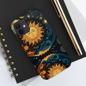 Mystical Sun Moon Stars Phone Case: Zodiac Astrology Design