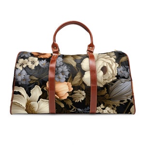 Personalized Floral Cottagecore Weekender Bag: Waterproof Nylon Duffle