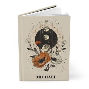 Personalized Celestial Moon Journal, Custom Mystical Dream Journal, Manifestation Journal, Mental Health Diary, Shadow Work Journal