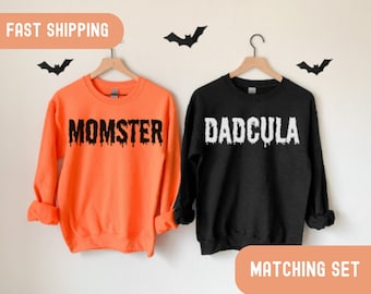 Momster & Dadcula Halloween Sweatshirts: Matching Couple Sweaters