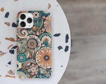 Retro Floral Mosaic Phone Case: Vintage Flower Design for iPhone Samsung Galaxy Google Pixel