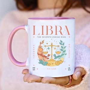 Tasse de carte de tarot signe du zodiaque balance, tasse céleste, tasse sorcière, tasse astrologie, cadeaux du zodiaque Cancer Lion verseau capricorne