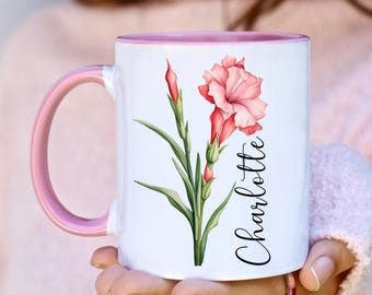 Custom Birth Flower Mug: Personalized Botanical Floral Coffee Cup