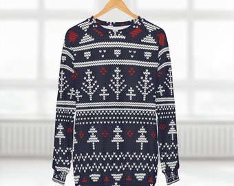 Maglione natalizio brutto con stampa integrale: girocollo per