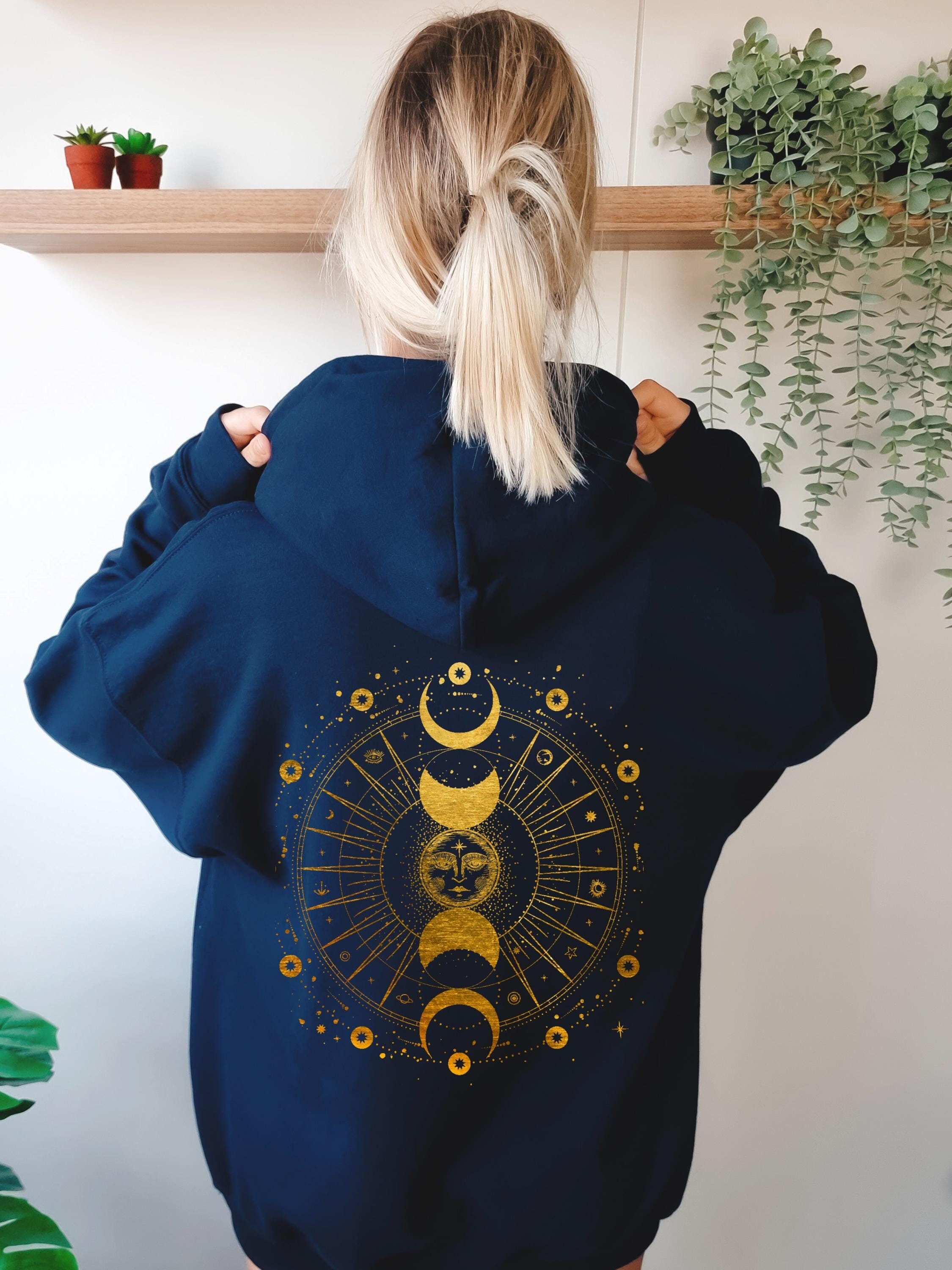 Moon Phases Hoodie: Whimsigoth Celestial Tarot Sweatshirt - Etsy