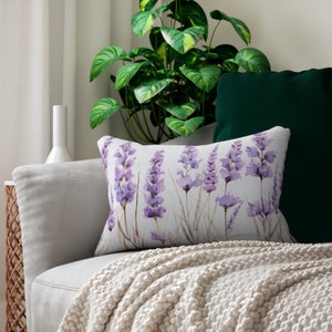 Flower Lumbar Throw Pillow, Cottage core Home Decor, Decorative Wildflower pillow cover, Floral Accent Pillow, Housewarming Gift