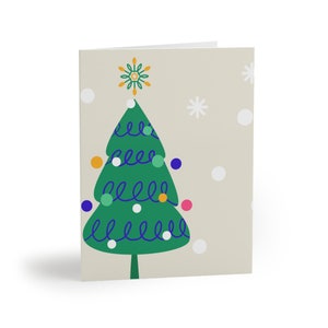 Set van 8 16 24 pastel kerstboom kerstkaarten met witte envelop, minimalistische kerstgroet, kerstkaart, feestelijke ansichtkaarten