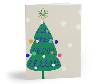 Pastel Christmas Tree Holiday Cards: Minimalist Festive Greeting