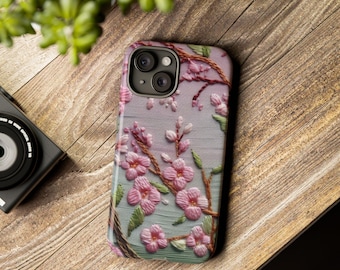 Blumen Stickerei iPhone Hülle, Cottagecore Ästhetik