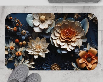 Darkcore Cottage Floral Badematte: Vintage botanisches Dekor