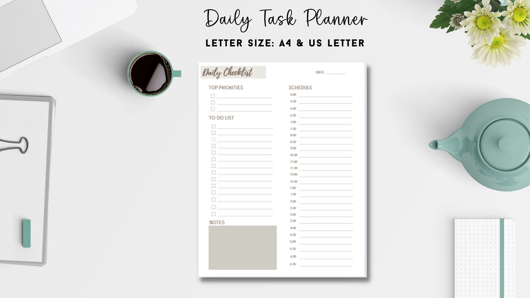 Minimalist Daily Planner Printable Productivity Planner - Etsy