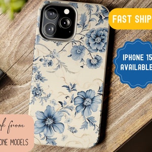 iPhone 15 Phone Case - Cottagecore Blue Wildflower Garden Aesthetic Phone Case for iPhone 11 12 13 14 Pro/Pro Max