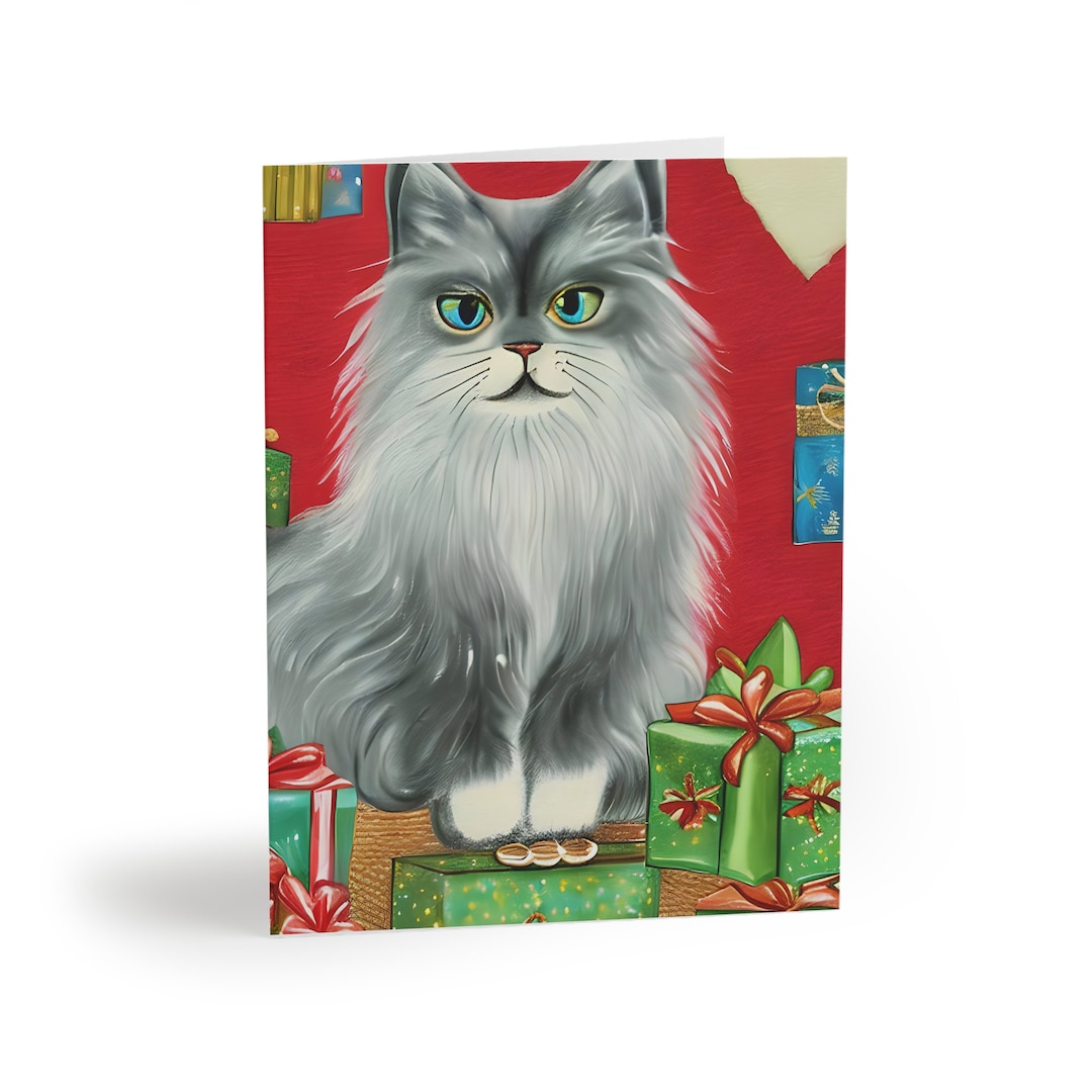 Watercolor Cat Christmas Cards: Holiday Greeting Card Set - Etsy