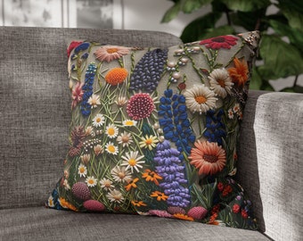 Floral Throw Pillow Cover: Cottagecore Wildflower Housewarming Home Decor