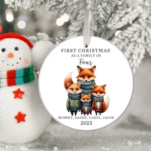Personalized Family of Four Christmas Ornament: Baby&#39;s First Christmas