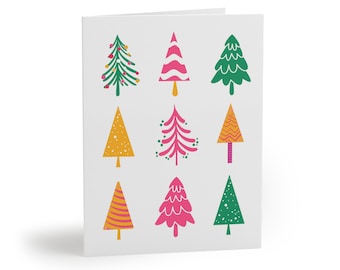 Pastel Christmas Tree Cards: Minimalist Holiday Greeting Notecards