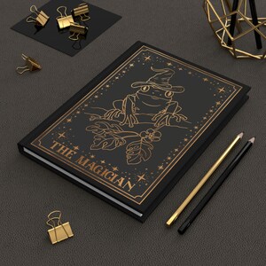 Dark Cottagecore Frog Tarot Card Hardcover Journal, Goth Cottagecore, Lined Witchy Journal