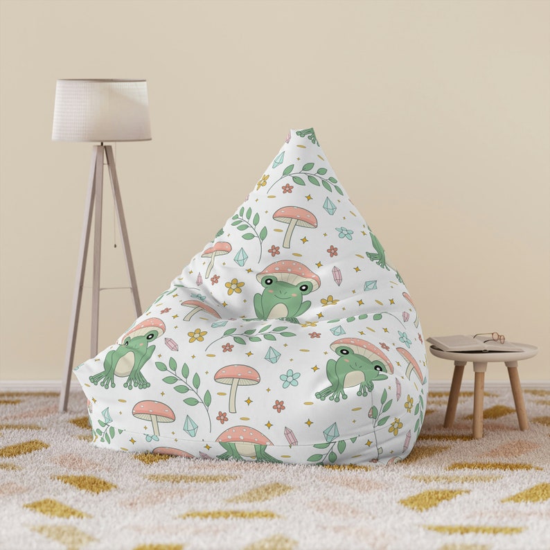 Cute Frog Cottagecore Mushroom Bean Bag Chair, Lounge Chair cover, BeanBag Chair, Gaming Chair, Kids Bean Bag Chair Cover image 7