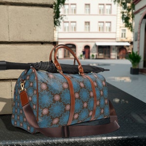 Boho Mandala Print Travel Bag: Waterproof PU Leather Weekend Bag