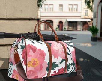 Womens Floral Carry on Duffle Bag | Flower Waterproof Travel Bag | Overnight Bag | Oversized Tote Bag | Shoulder Bag | Mother's Day Gift