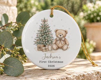 Custom Keepsake Christmas Tree Ornament | Personalized Baby's First Christmas 2026