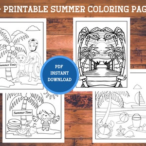 Printable Summer Coloring Pages for kids, Summer Activity Pages, Preschool Kindergarten Homeschool Printables, PDF Beach Coloring Sheets
