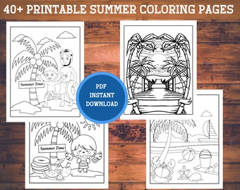 Summer Coloring Pages for Kids: 40 Beach Activity Sheets (PDF)