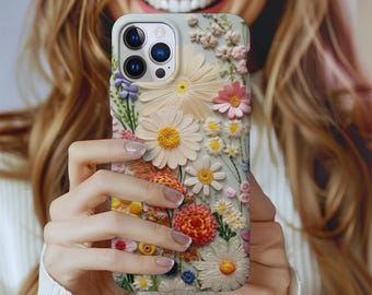 Etui na telefon z artystycznym nadrukiem 3D z motywem dzikich kwiatów: Etui z motywem kwiatów do najnowszych modeli iPhone'a i Samsunga Galaxy