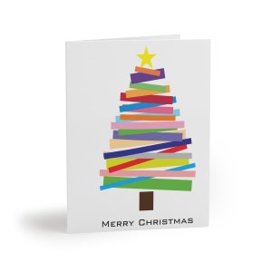 Set of 8 16 24 Christmas Tree Holiday Cards with white Envelope, Minimalist Modern Christmas Greeting, Christmas Notecard, Festive Postcards