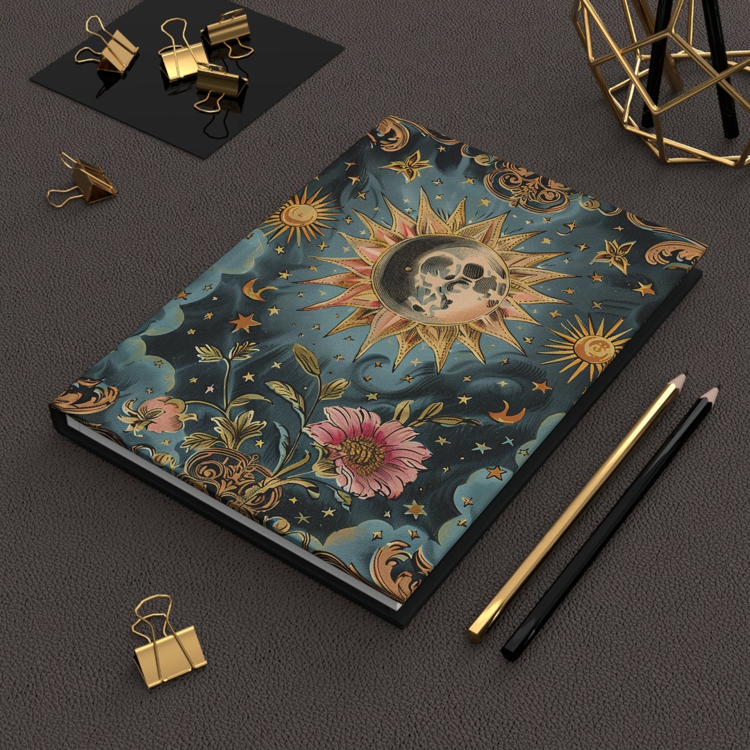 Cottagecore Celestial Moon Floral Hard Cover Journal - Etsy