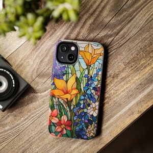 Custodia resistente per telefono Cottagecore Wildflower Stained Glass per Samsung Galaxy iPhone Google Pixel