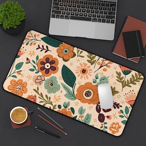 Cottagecore Floral Desk Mat, Botanical Mousepad, Custom Mouse Pad, Cute Wildflower Deskmat