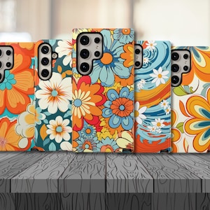 Retro Groovy Aesthetic Phone Case | Floral Cottagecore Phone Cover | Samsung S24 S23 iPhone 14 15 Pro Max Google Pixel 6 7 8 pro Phone Case