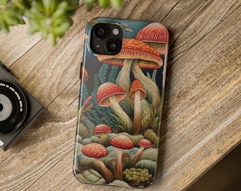 iPhone-hoesje Mushroom Forest, Cottagecore imitatieborduurwerk, beschermende telefoonhoes