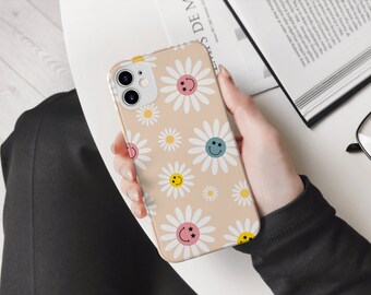 Retro Daisy Floral iPhone Case: Impact Resistant, Glossy Finish
